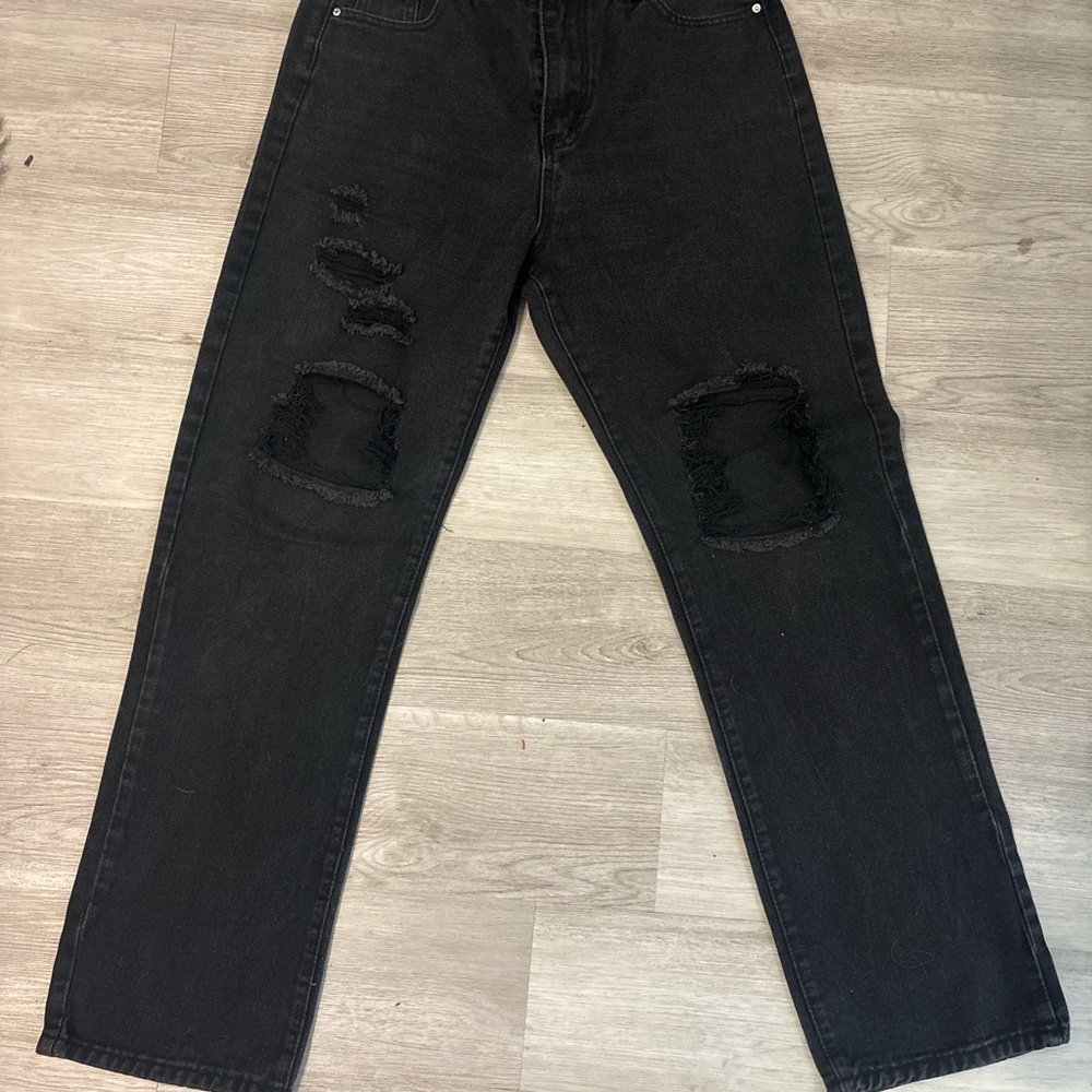 Men's Black Distressed Jeans 1156